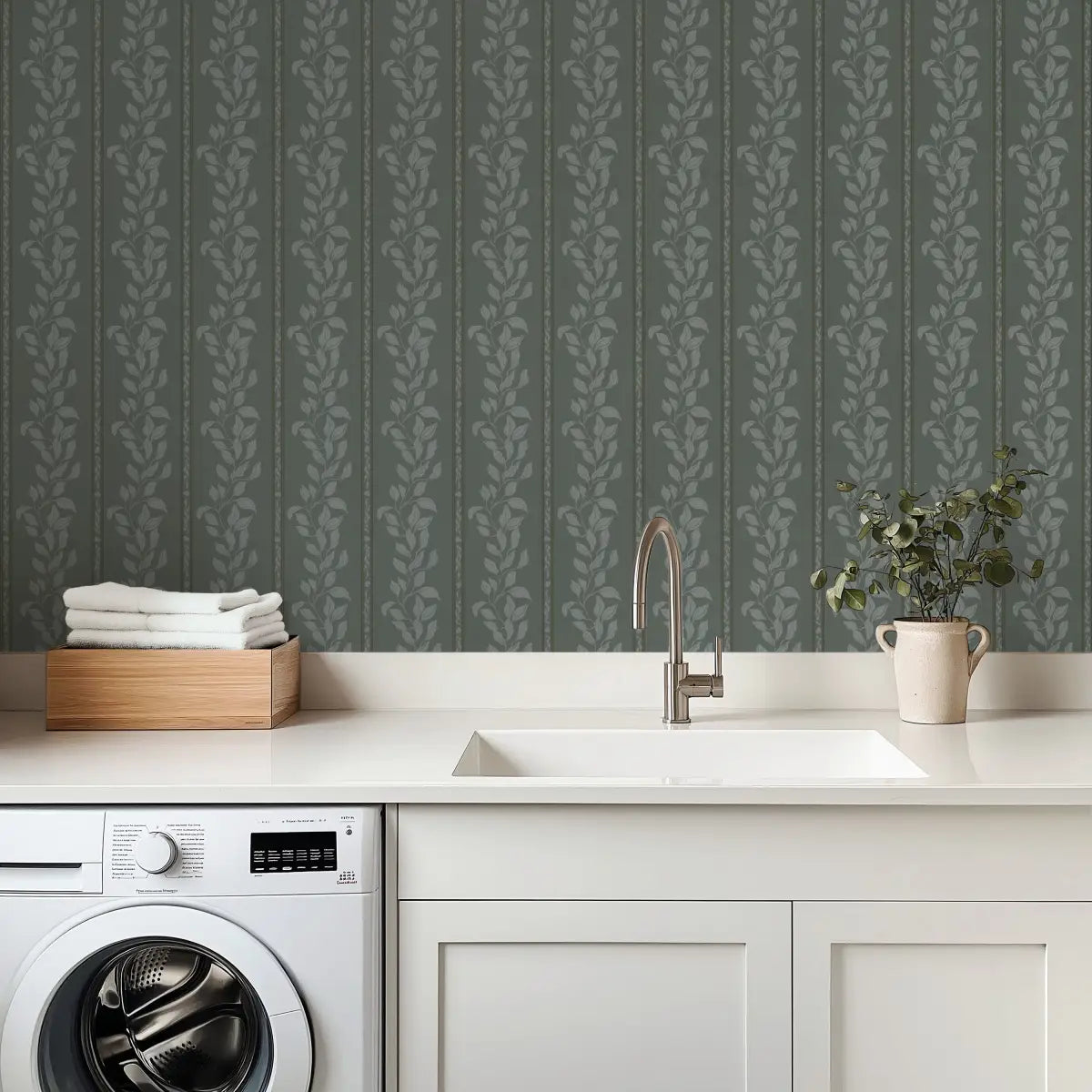 Rowe Wallpaper - Leaf Stripes - by The Fibery - Loomwell Home Goods