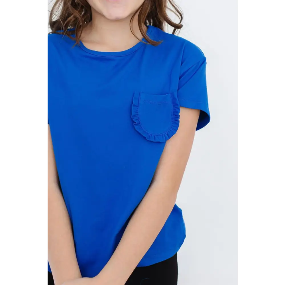 Royal Blue Ruffle Pocket Tee - Mila & Rose ®