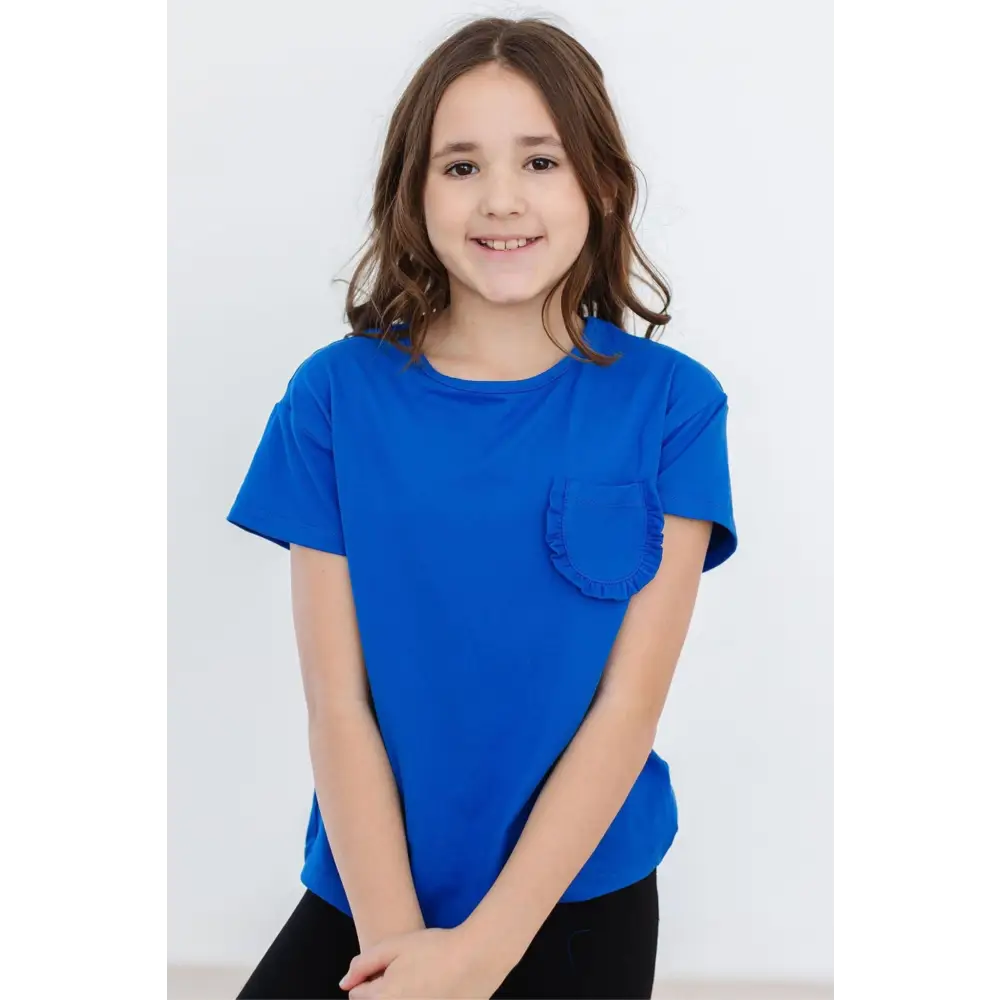 Royal Blue Ruffle Pocket Tee - Mila & Rose ®