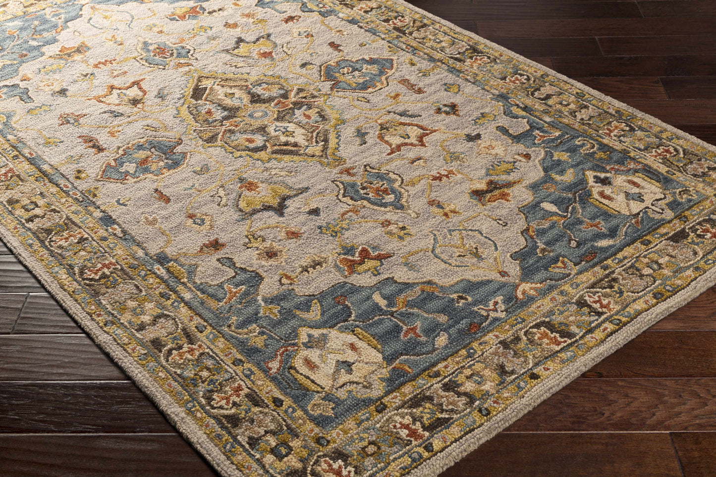 Beige and Gray Traditional Wool Area Rug - Boutique Rugs