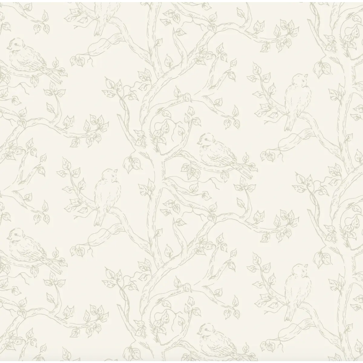 Ruby Wallpaper - Birds in Branches - by Ali Anni - Sample 1 foot by 1 foot / Sage - Loomwell Home Goods