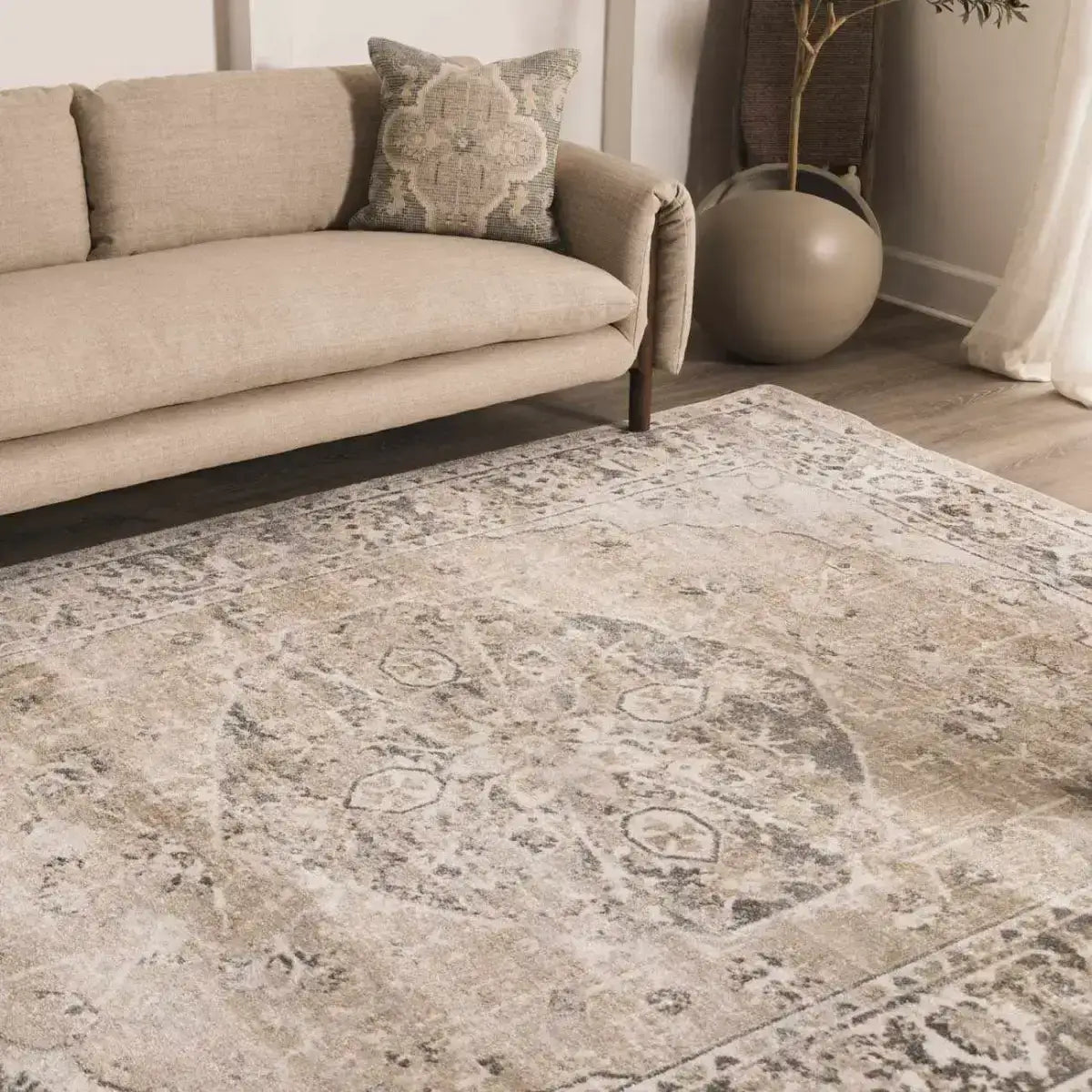 Rudo Beige Washable Area Rug - Boutique Rugs