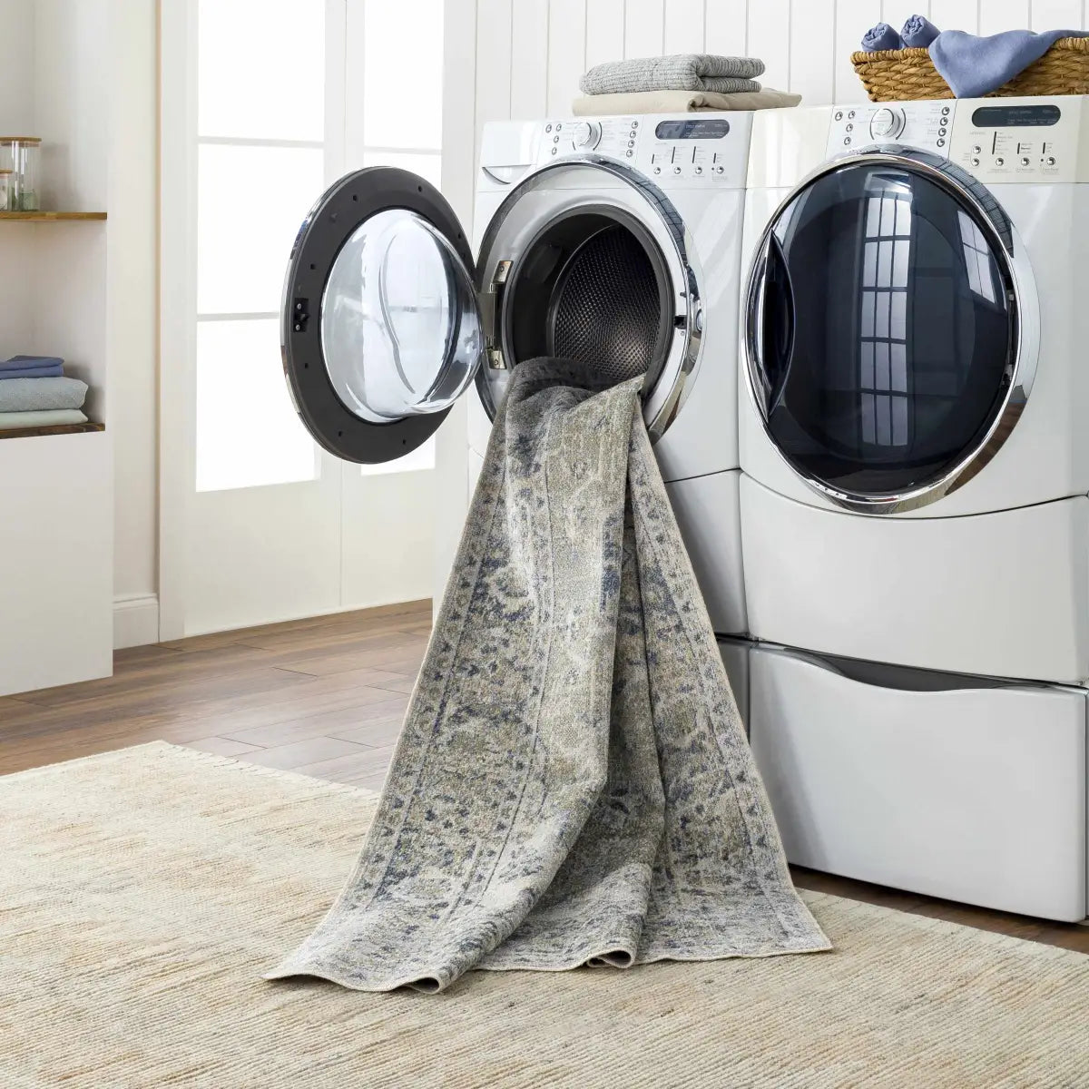 Rudo Blue Washable Area Rug - Boutique Rugs