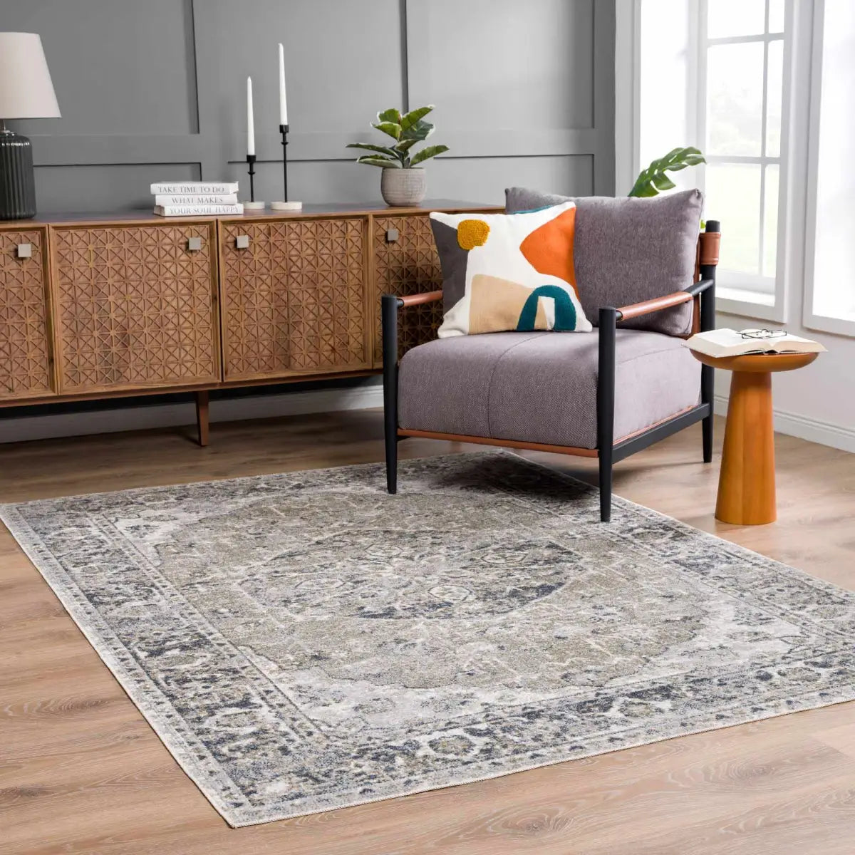 Rudo Blue Washable Area Rug - Boutique Rugs
