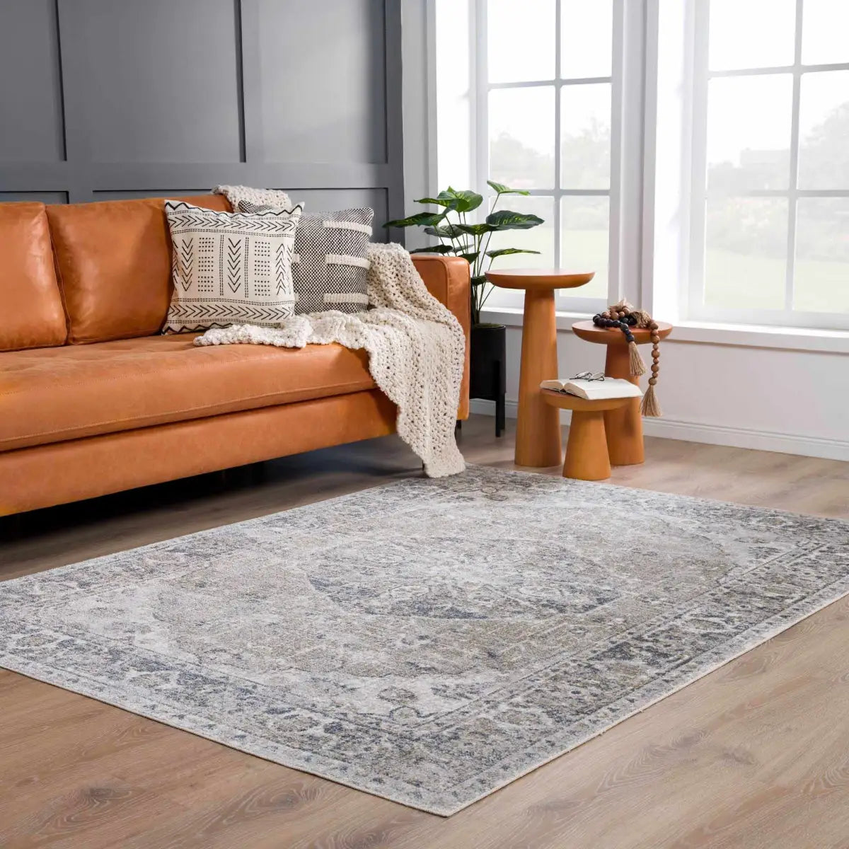 Rudo Blue Washable Area Rug - Boutique Rugs