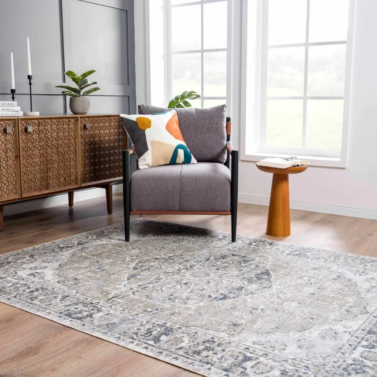 Rudo Blue Washable Area Rug - Boutique Rugs