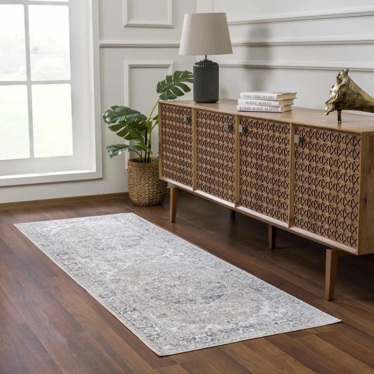 Rudo Blue Washable Area Rug - Boutique Rugs