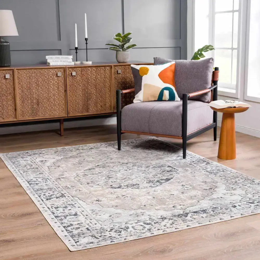 Rudo Cream Washable Area Rug - Boutique Rugs