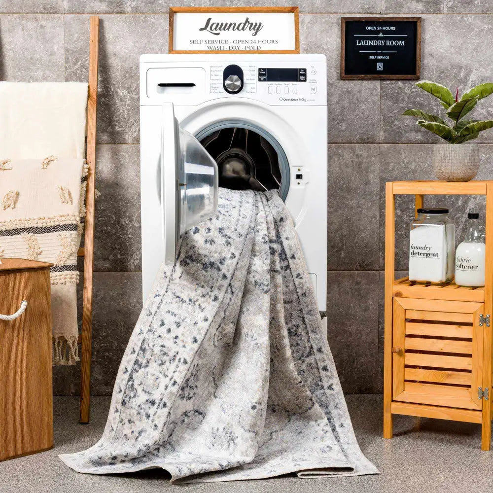 Rudo Cream Washable Area Rug - Boutique Rugs