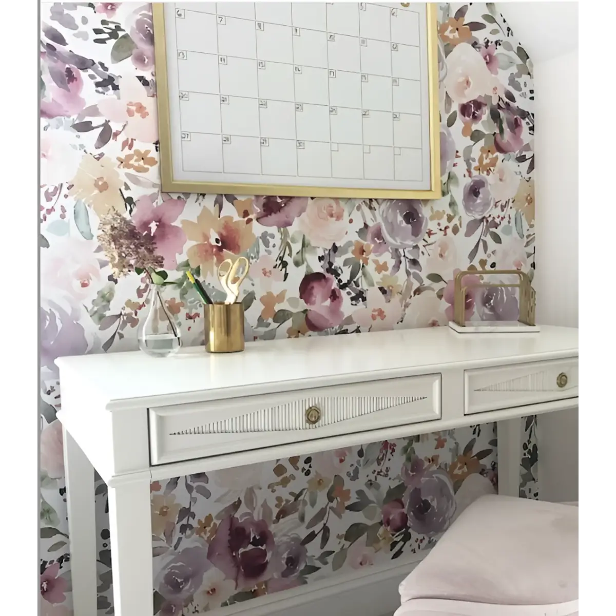 Rue Wallpaper - Purple Floral - Loomwell Home Goods