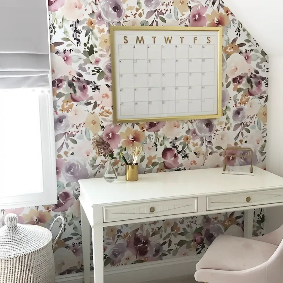 Rue Wallpaper - Purple Floral - Loomwell Home Goods