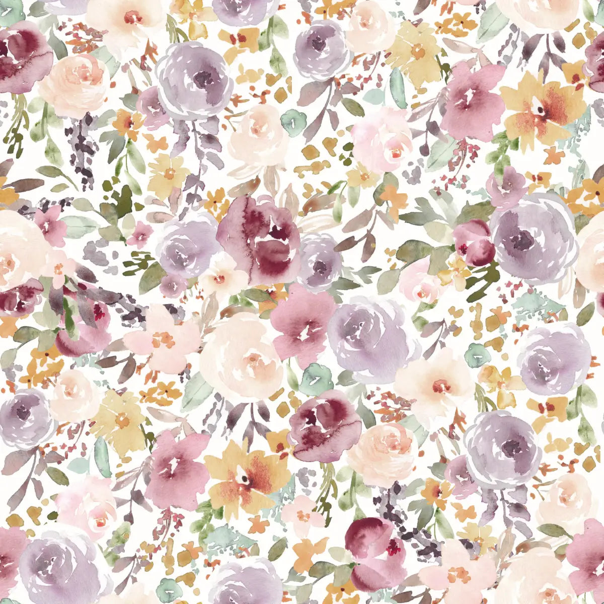 Rue Wallpaper - Purple Floral - Sample 1 foot by 1 foot - Loomwell Home Goods