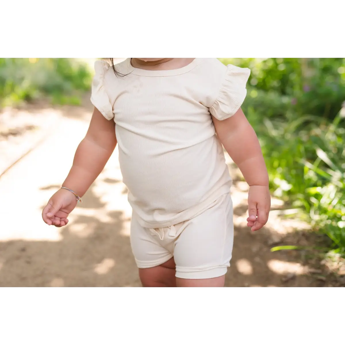 Ruffle Ribbed Short Set - Cream - Harp Angel Boutique