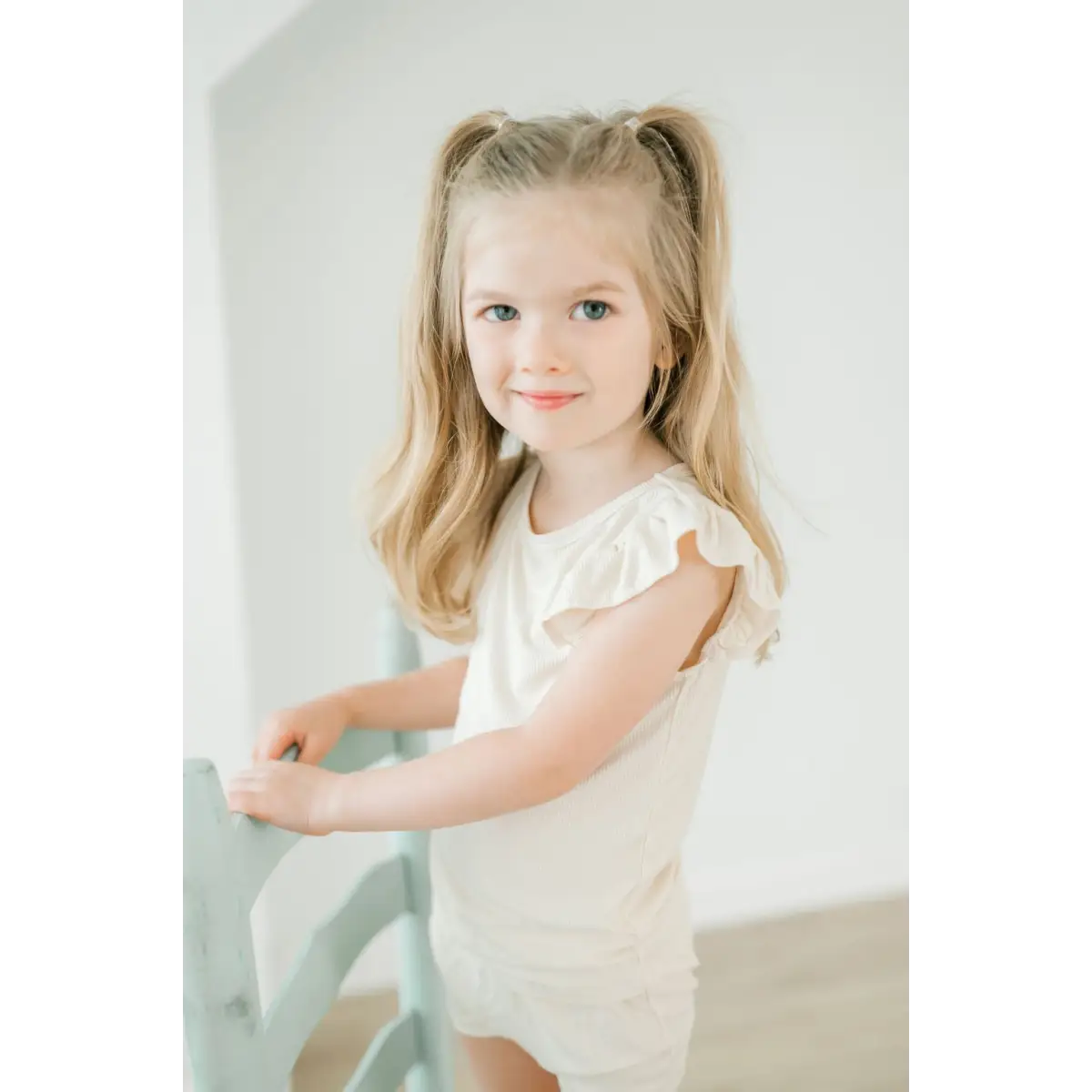 Ruffle Ribbed Short Set - Cream - Harp Angel Boutique