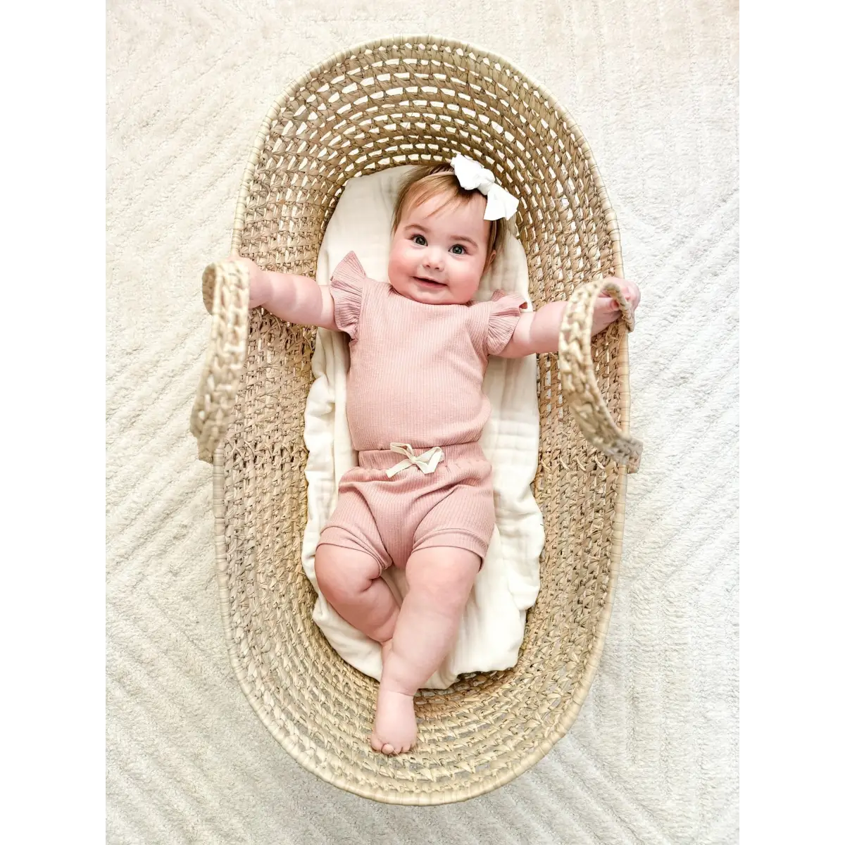 Ruffle Ribbed Short Set - Dusty Rose - Harp Angel Boutique
