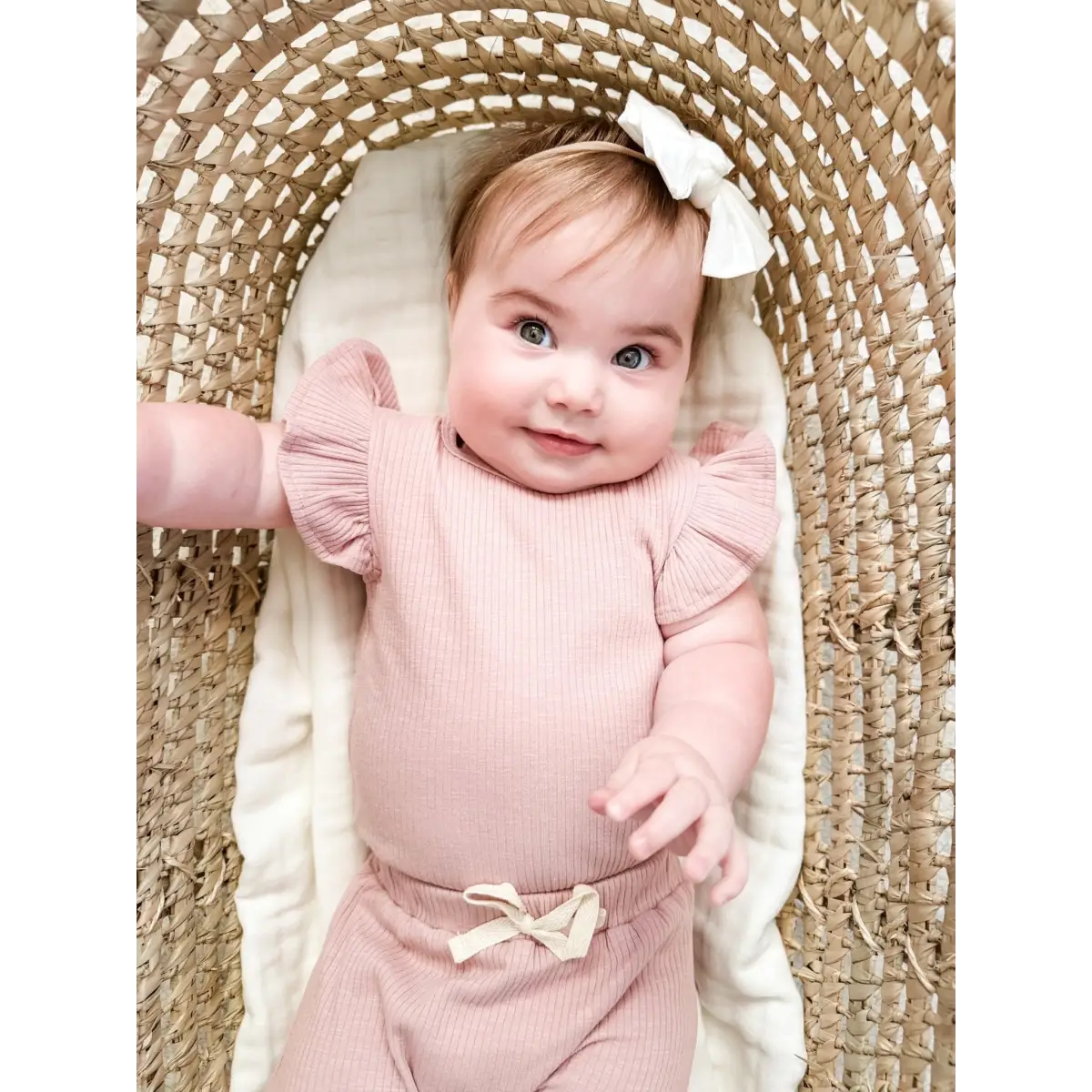 Ruffle Ribbed Short Set - Dusty Rose - Harp Angel Boutique