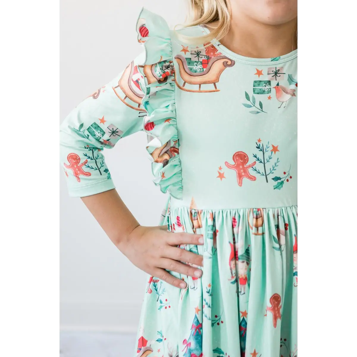 Ruffle Twirl Dress - Believe in Your Elf - Christmas - 3/4 Sleeve - 6-12M - Mila & Rose ®