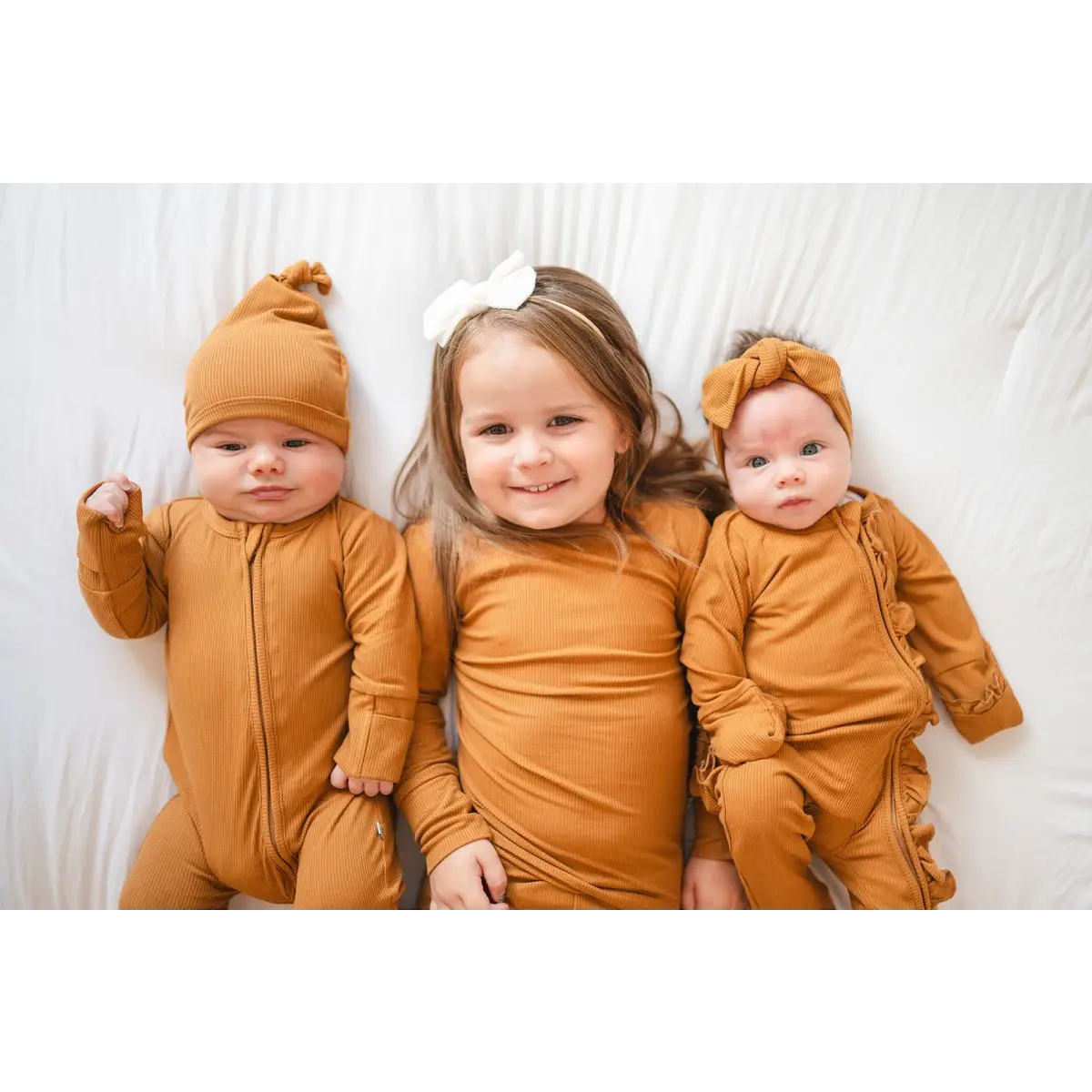Ruffle Zipper One Piece - Caramel Ribbed - Harp Angel Boutique