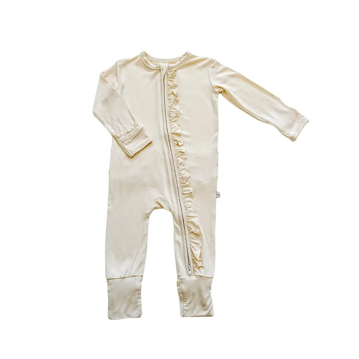 Ruffle Zipper One Piece - Cream - Harp Angel Boutique