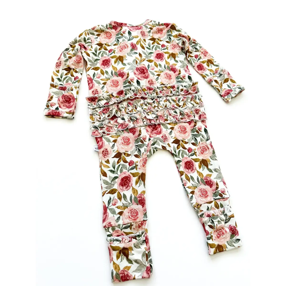 Ruffle Zipper One Piece - Dusty Pink Floral - Harp Angel Boutique