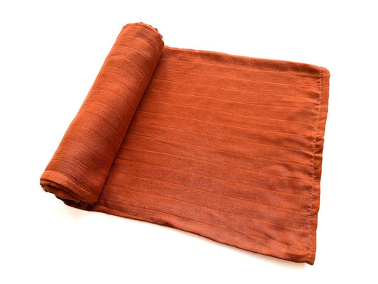 Rust Bamboo Muslin Swaddle Blanket - Harp Angel Boutique