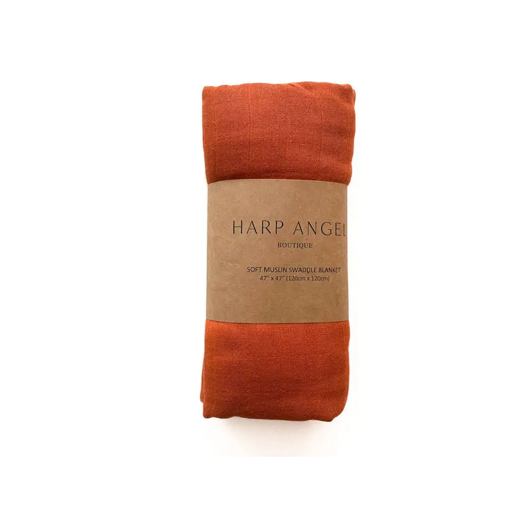Rust Bamboo Muslin Swaddle Blanket - Harp Angel Boutique