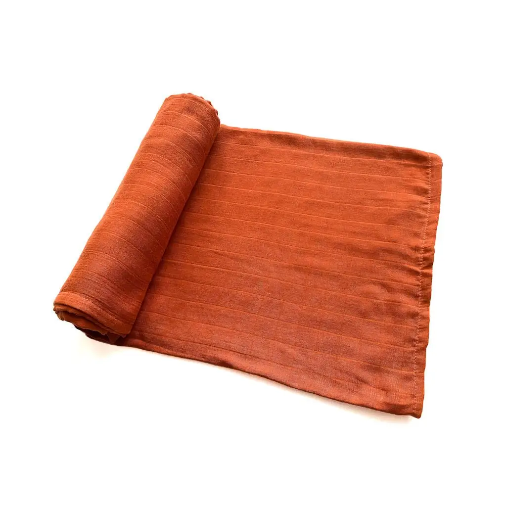 Rust Bamboo Muslin Swaddle Blanket - Harp Angel Boutique