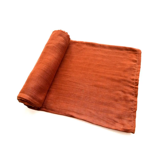 Rust Bamboo Muslin Swaddle Blanket - Harp Angel Boutique