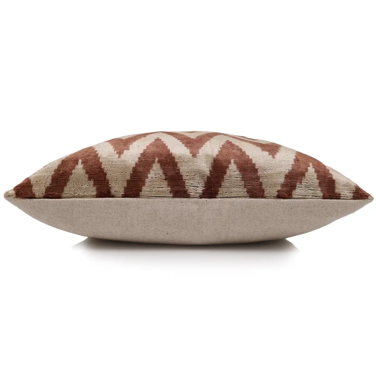 Rust & Cream Chevron Ikat Silk Velvet Pillow - 20’’ x 20’’ - Canvello