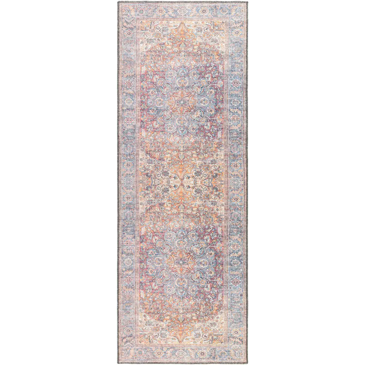 Rust Medallion Washable Area Rug - 2’7’’ x 7’3’’ Runner - Boutique Rugs