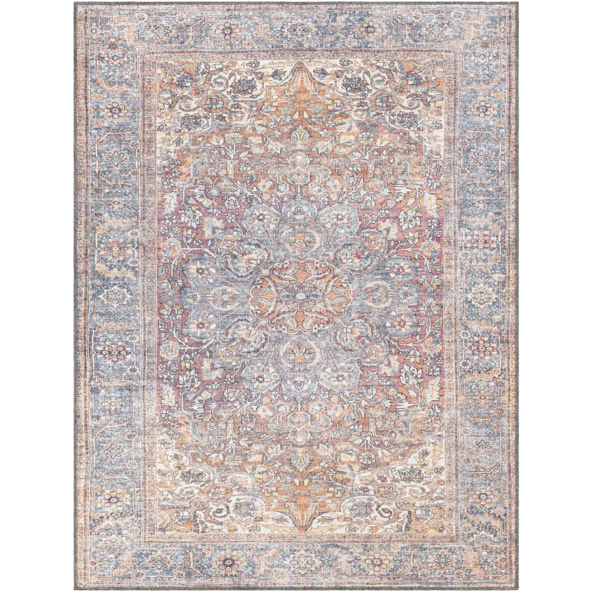 Rust Medallion Washable Area Rug - 5’3’’ x 7’ Rectangle - Boutique Rugs