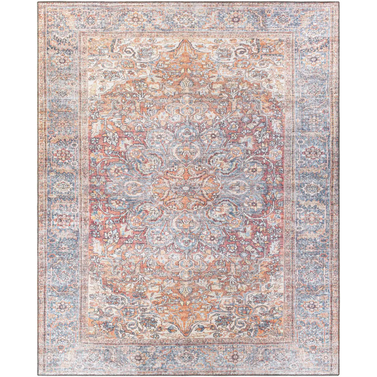 Rust Medallion Washable Area Rug - 7’6’’ x 9’6’’ Rectangle - Boutique Rugs
