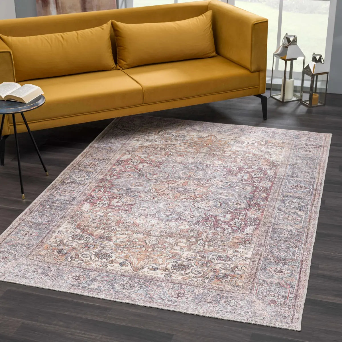 Rust Medallion Washable Area Rug - Boutique Rugs