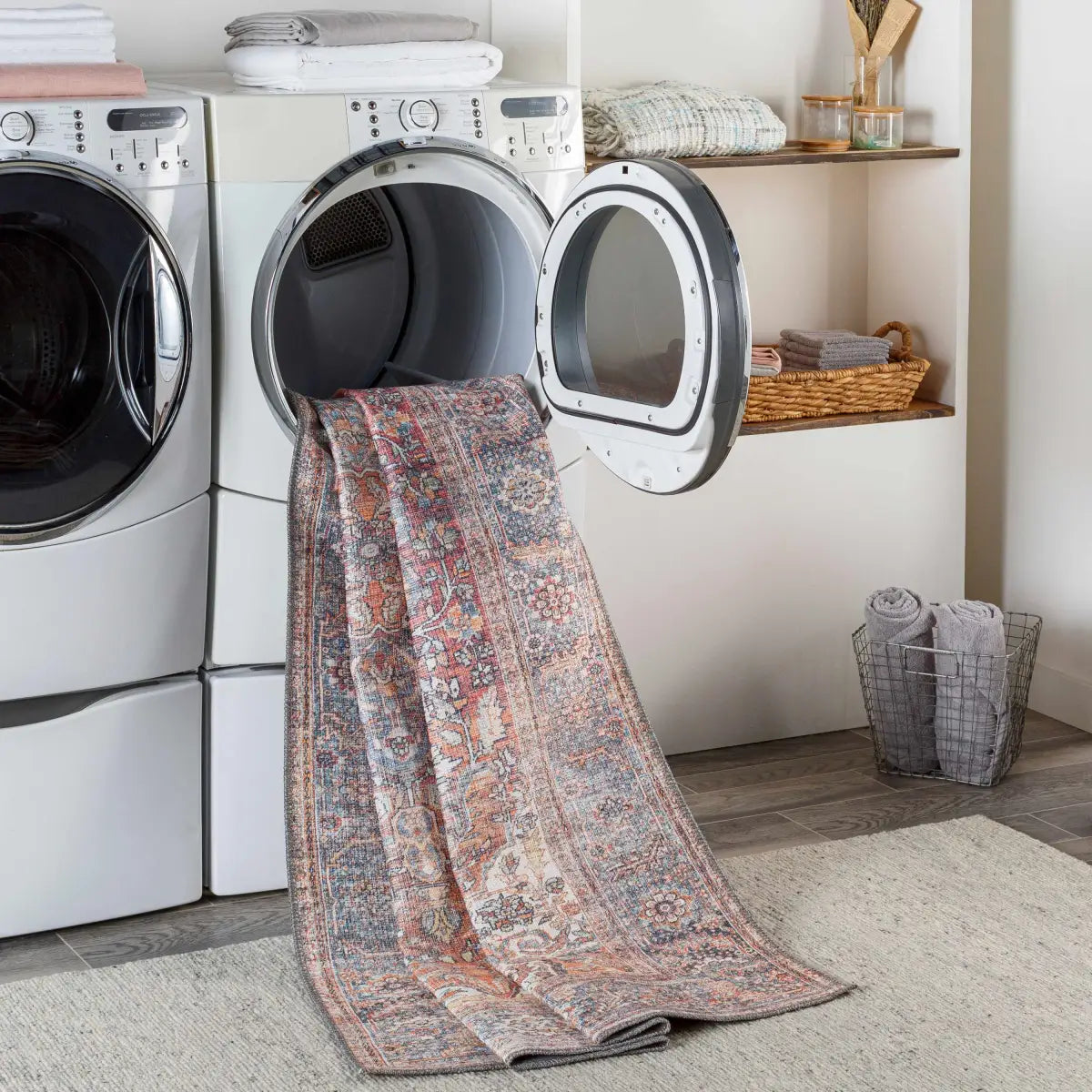 Rust Medallion Washable Area Rug - Boutique Rugs