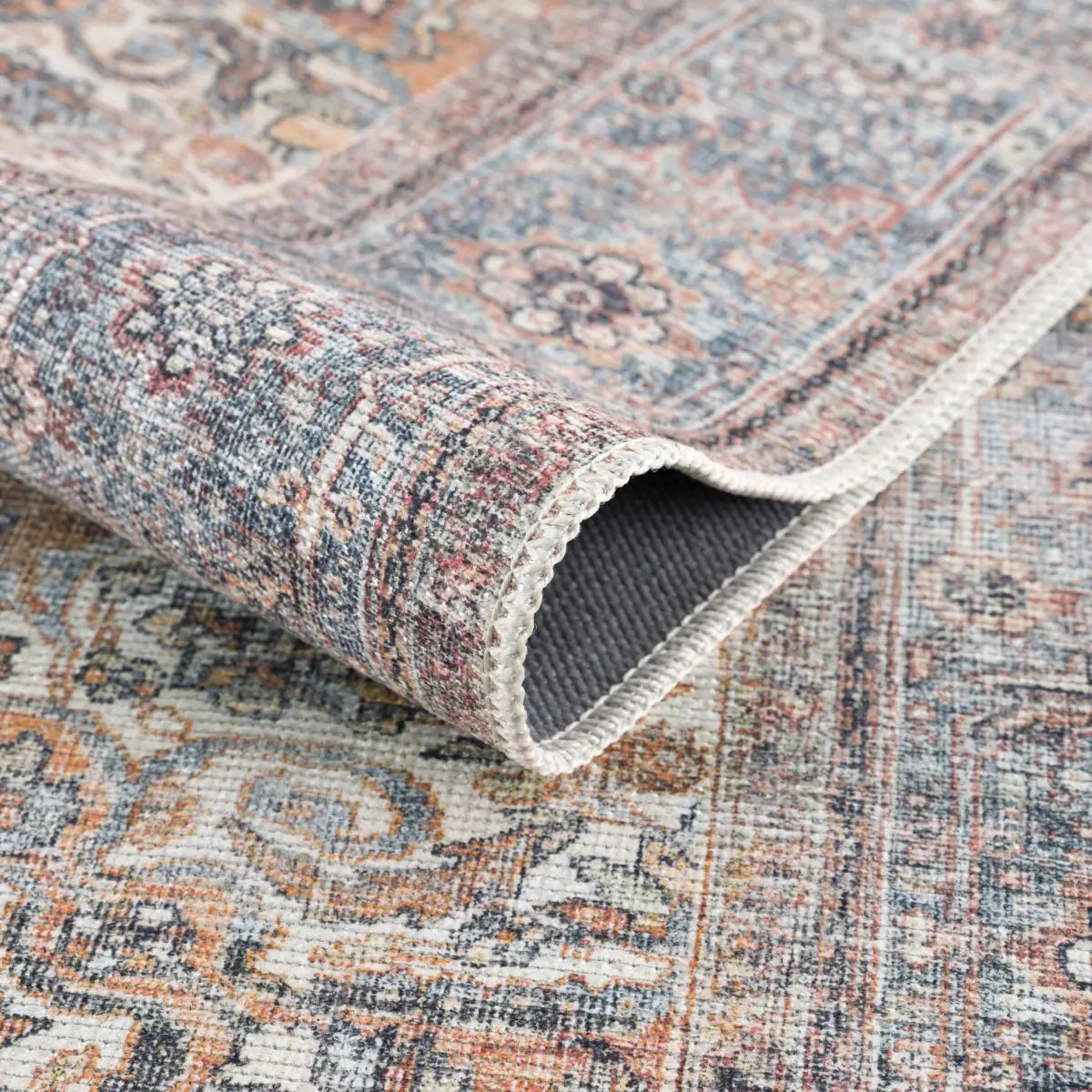 Rust Medallion Washable Area Rug - Boutique Rugs