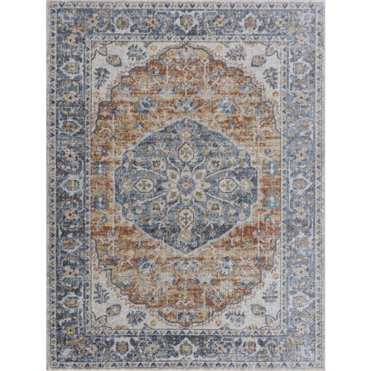 Rust Hiti Washable Area Rug - 5’3’’ x 7’ Rectangle - Boutique Rugs