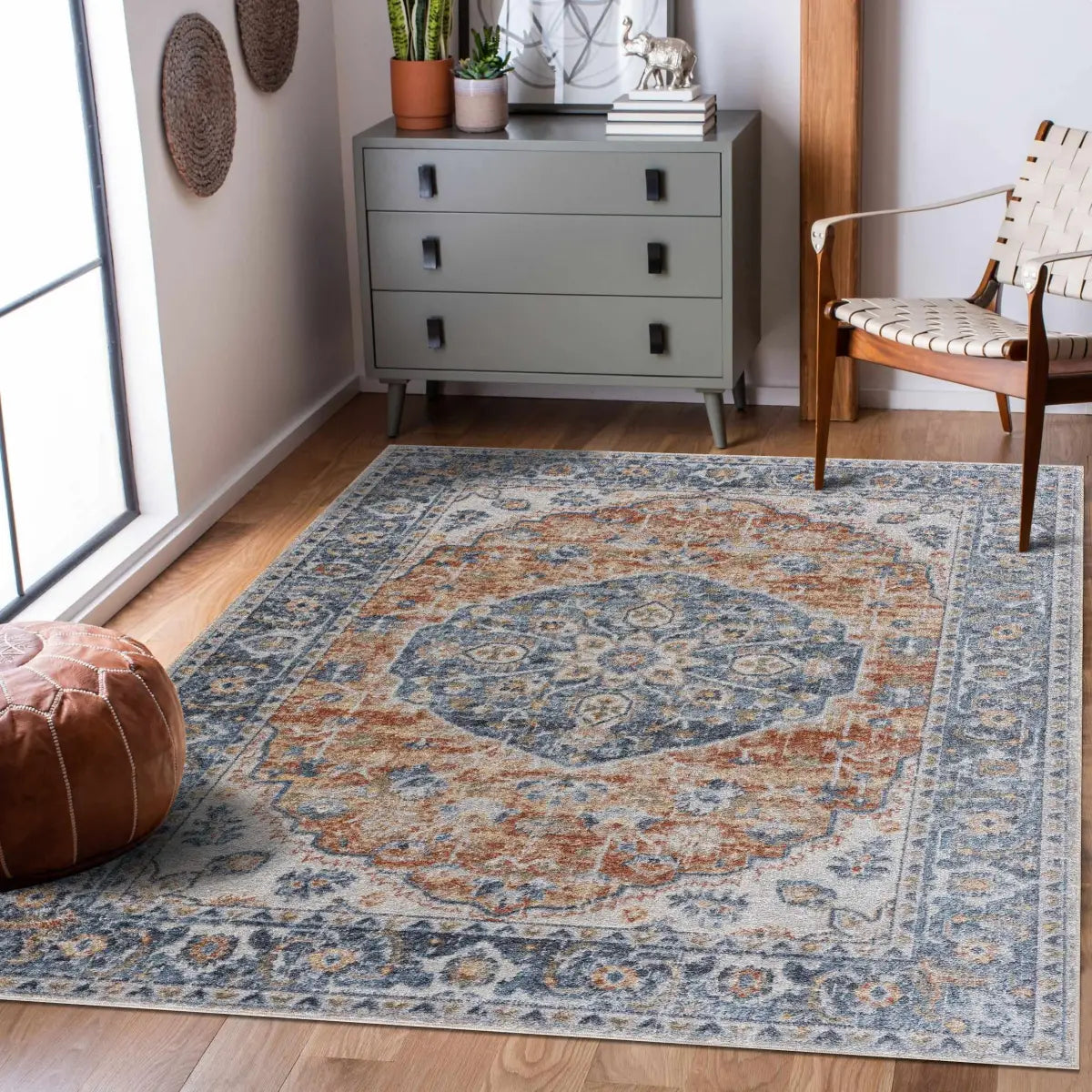 Rust Hiti Washable Area Rug - Boutique Rugs