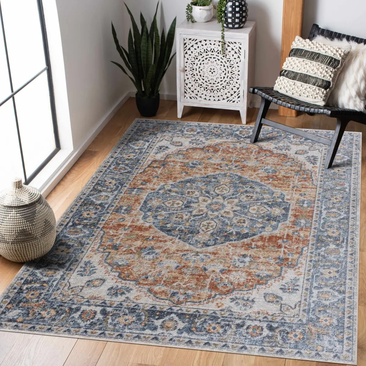 Rust Hiti Washable Area Rug - Boutique Rugs