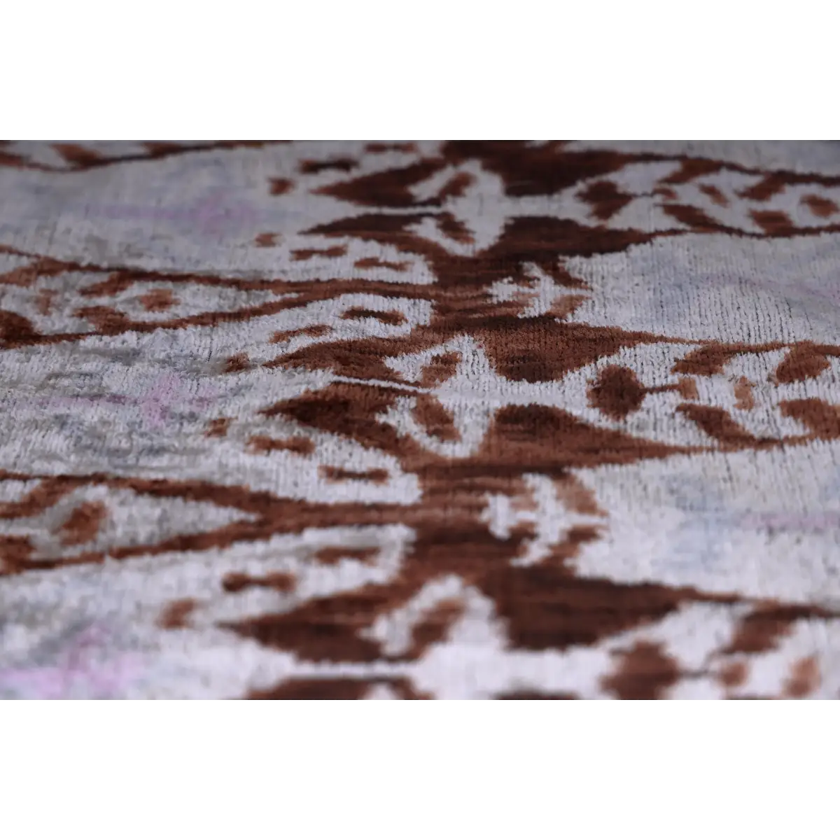 Rust & Lilac Vertical Ikat Silk Velvet Pillow - 20’’ x 20’’ - Canvello