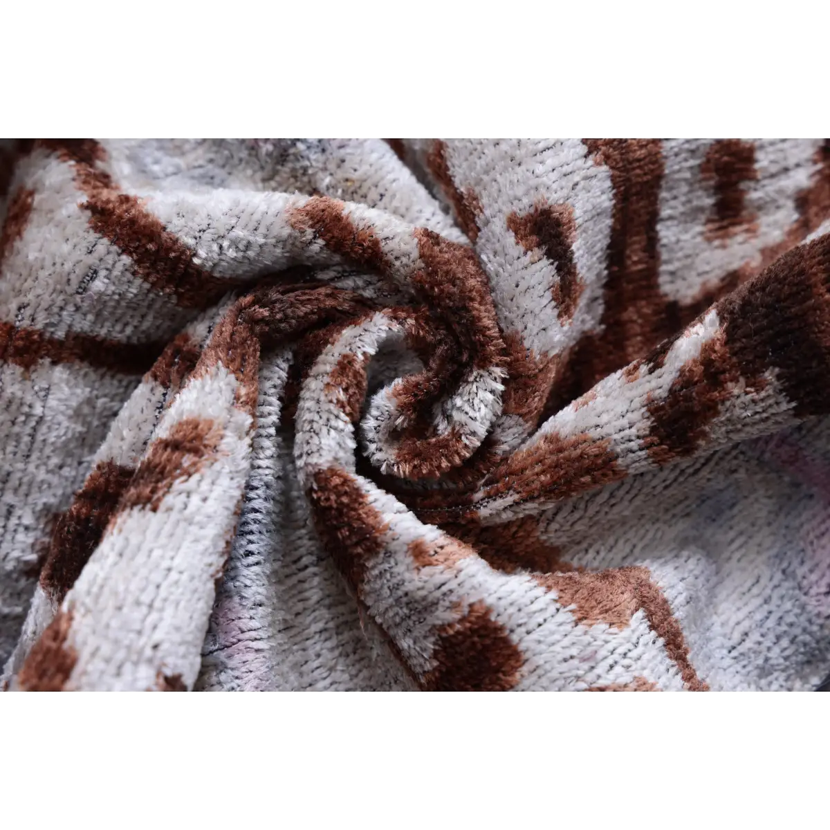 Rust & Lilac Vertical Ikat Silk Velvet Pillow - 20’’ x 20’’ - Canvello