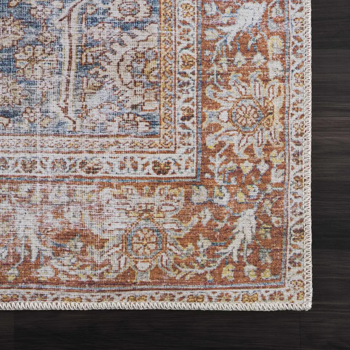 Rust Mair Traditional Washable Area Rug - Boutique Rugs