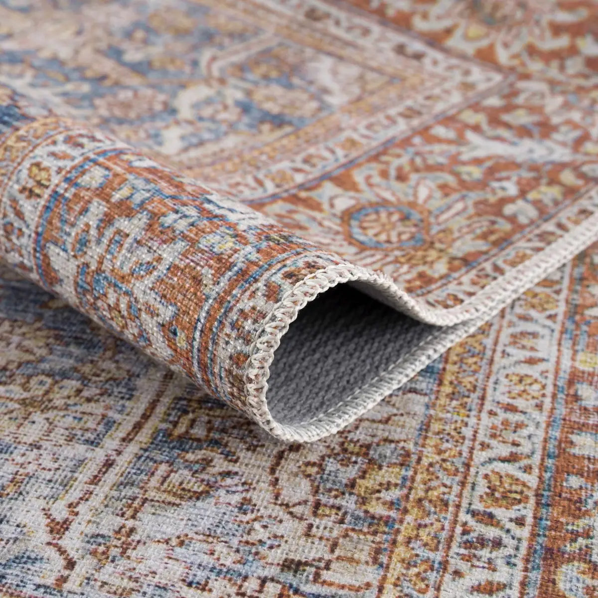 Rust Mair Traditional Washable Area Rug - Boutique Rugs