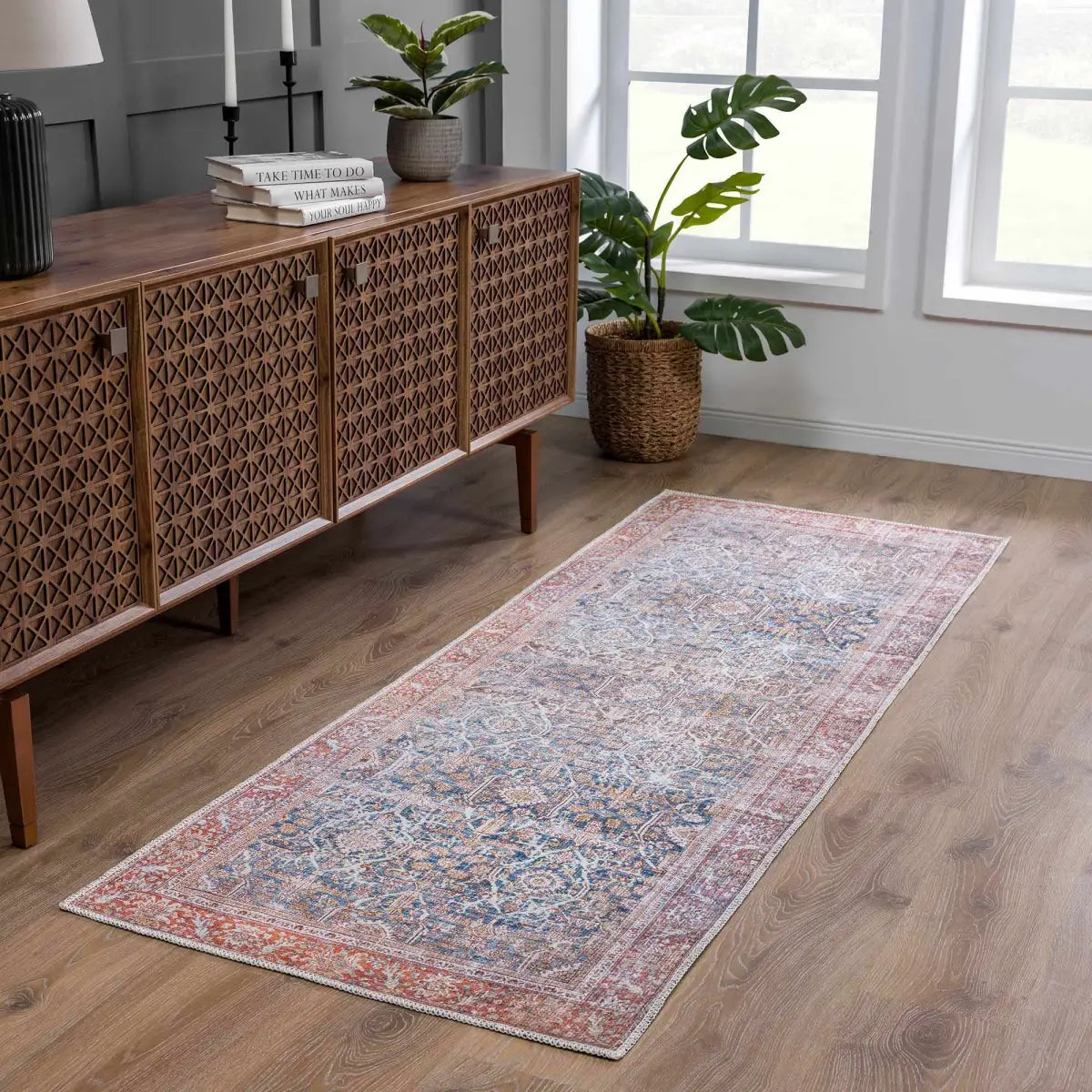Rust Mair Traditional Washable Area Rug - Boutique Rugs