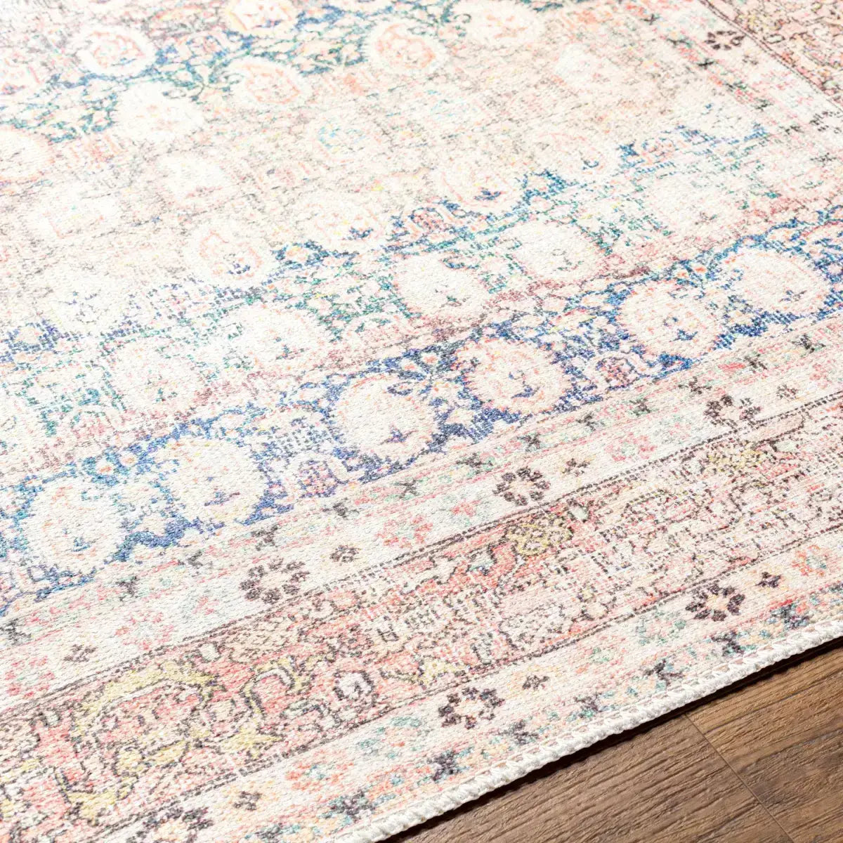 Rust Maligaya Distressed Washable Area Rug - 6’7’’ x 9’ Rectangle - Boutique Rugs