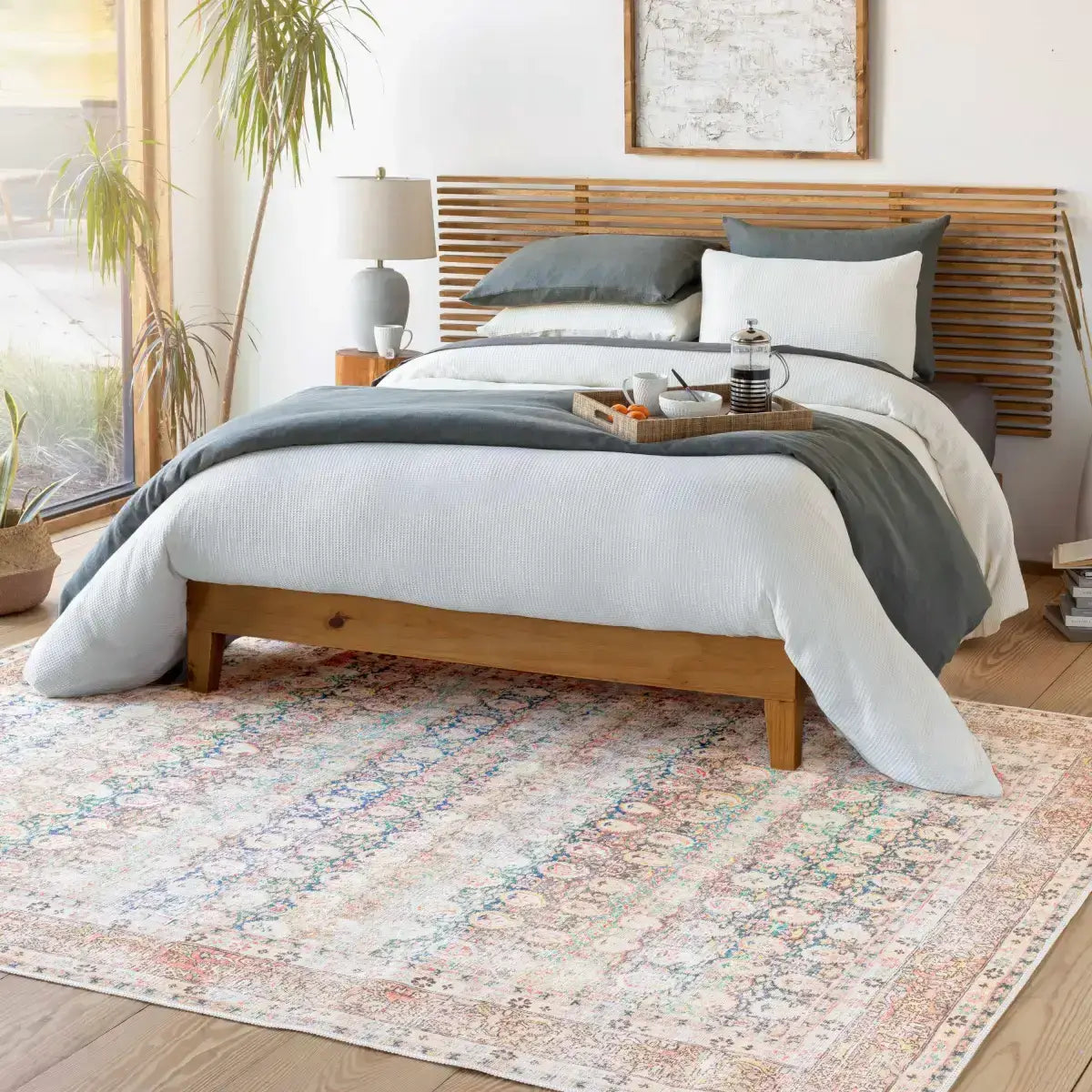 Rust Maligaya Distressed Washable Area Rug - Boutique Rugs