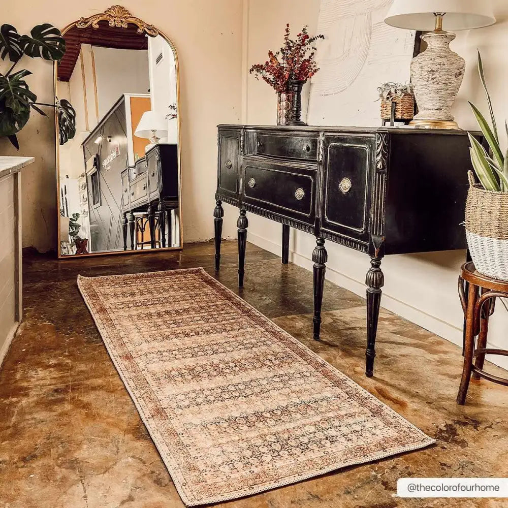 Rust Maligaya Distressed Washable Area Rug - Clearance - Boutique Rugs