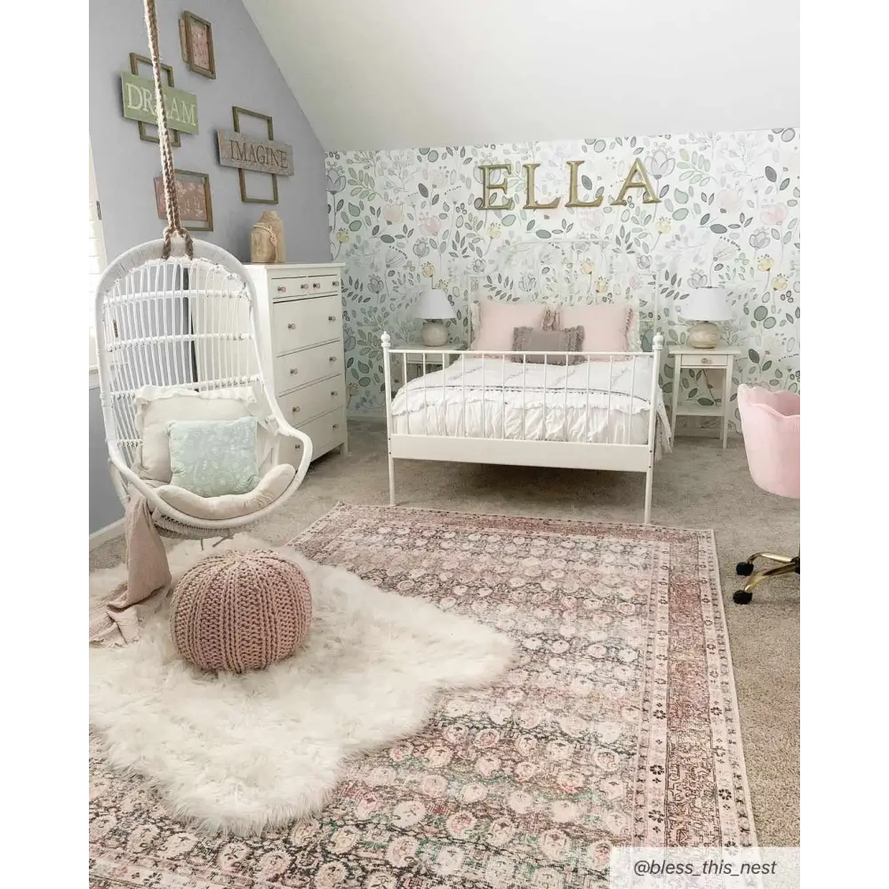 Rust Maligaya Distressed Washable Area Rug - Clearance - Boutique Rugs