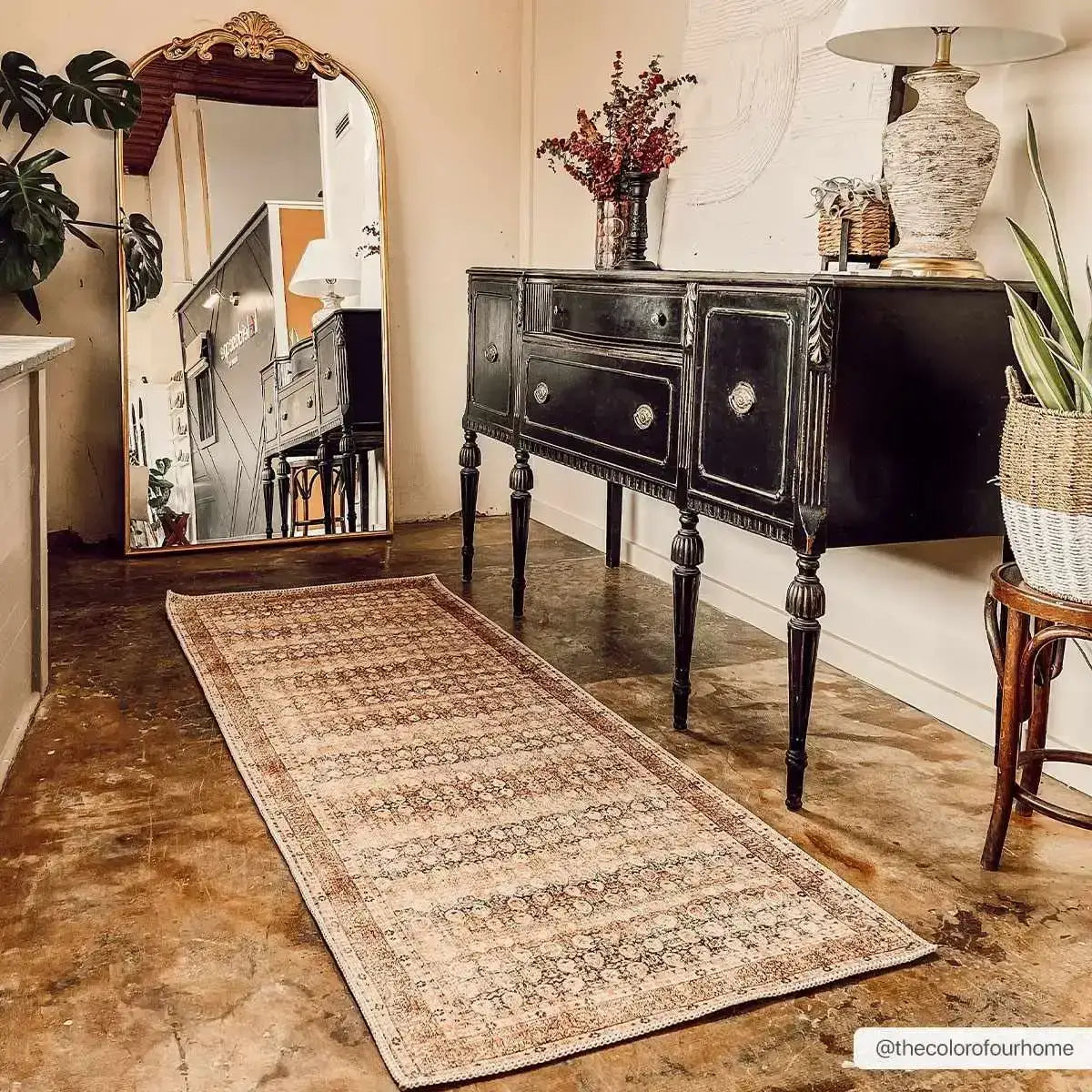 Rust Maligaya Distressed Washable Area Rug - Boutique Rugs