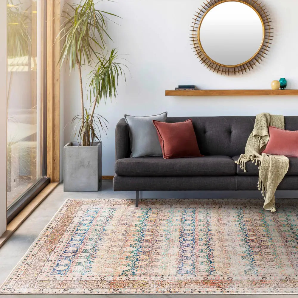 Rust Maligaya Distressed Washable Area Rug - Clearance - Boutique Rugs