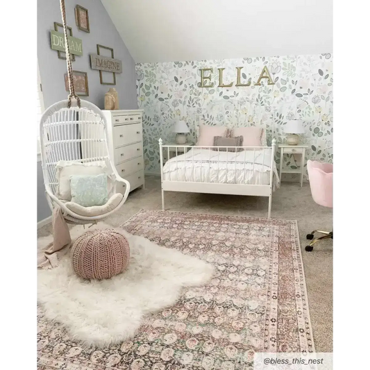 Rust Maligaya Distressed Washable Area Rug - Boutique Rugs